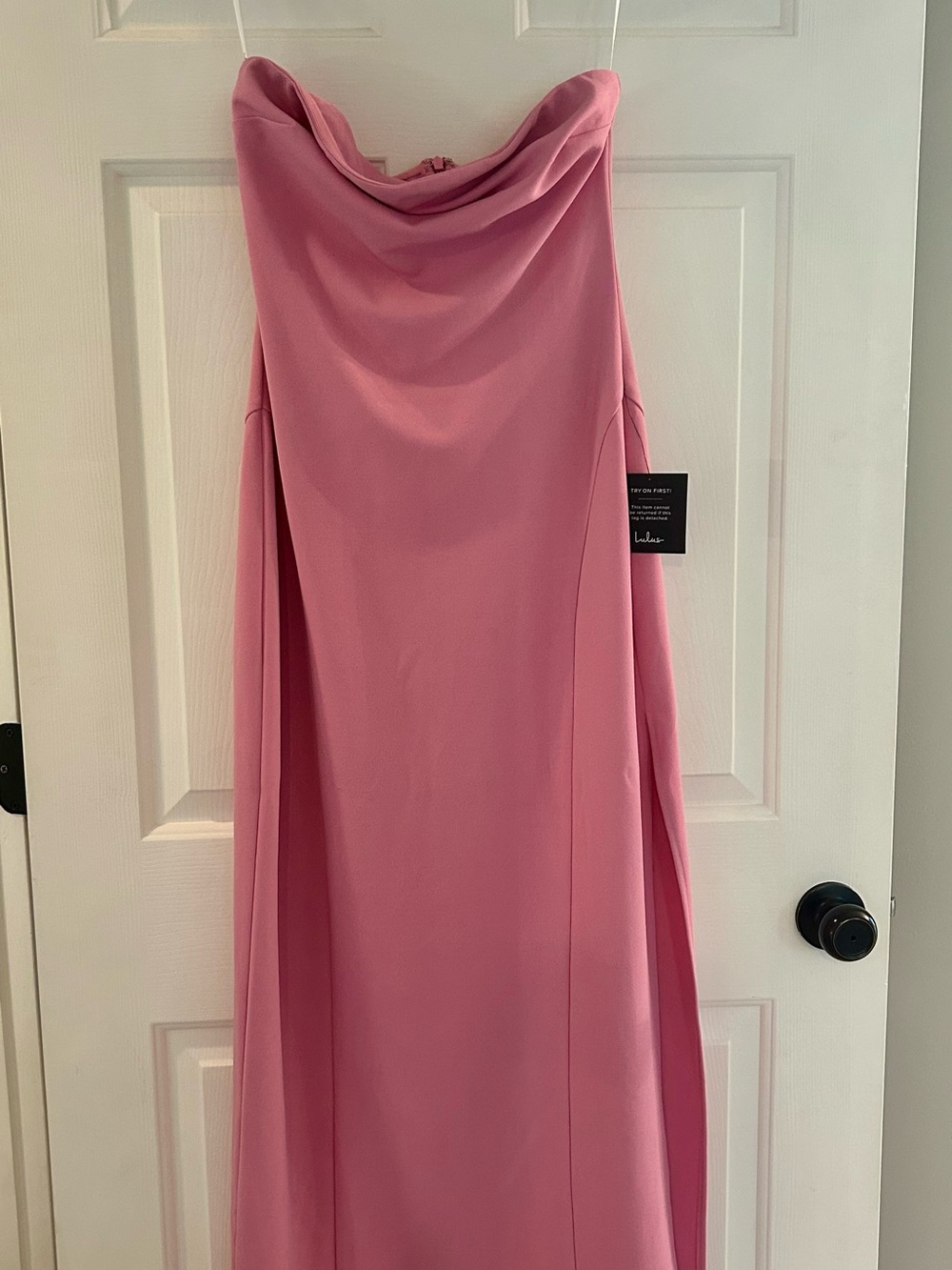 Lulu's Dusty Rose Strapless Pink Gown